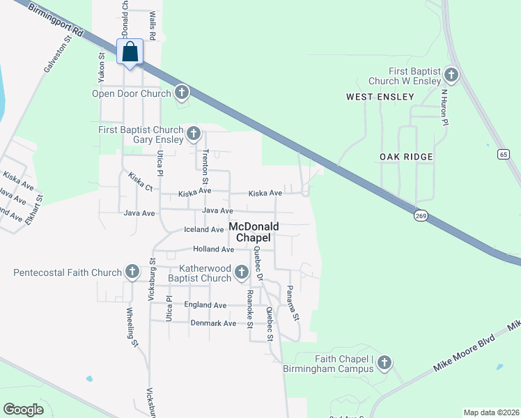 map of restaurants, bars, coffee shops, grocery stores, and more near 5305 Kiska Avenue in Birmingham