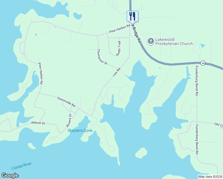 map of restaurants, bars, coffee shops, grocery stores, and more near 5402 Smith Road in Pell City