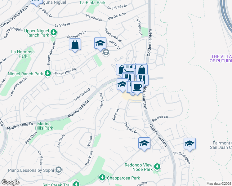 map of restaurants, bars, coffee shops, grocery stores, and more near 196 Chandon in Laguna Niguel