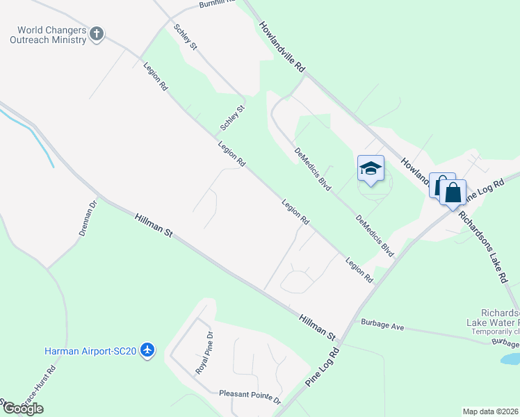 map of restaurants, bars, coffee shops, grocery stores, and more near 500 Legion Road in Warrenville