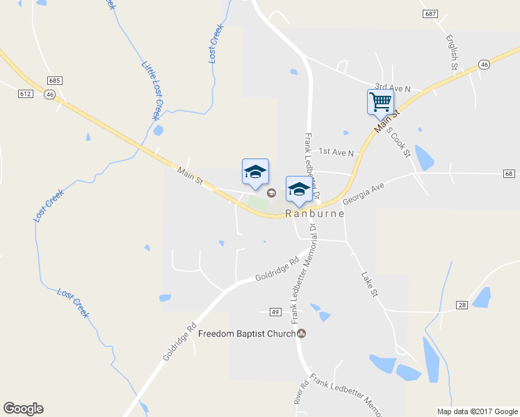 map of restaurants, bars, coffee shops, grocery stores, and more near 33 Young Drive in Ranburne