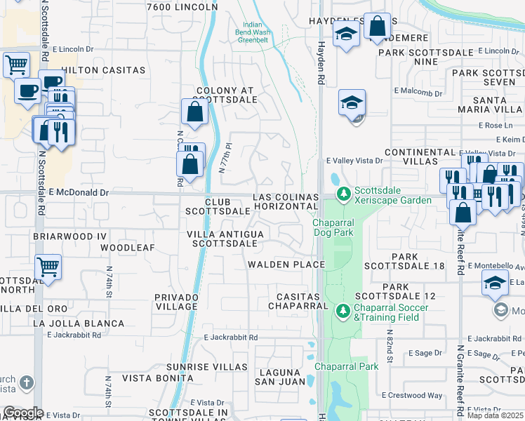 map of restaurants, bars, coffee shops, grocery stores, and more near 5995 North 78th Street in Scottsdale