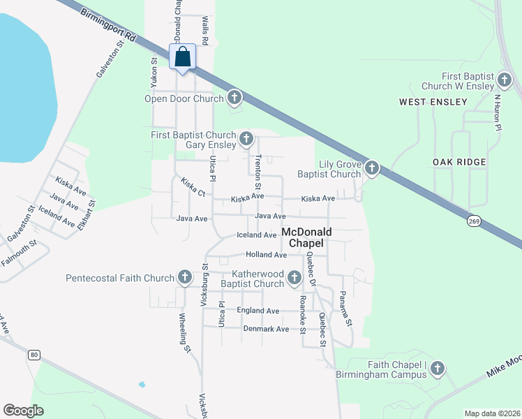map of restaurants, bars, coffee shops, grocery stores, and more near 5617 Kiska Avenue in Birmingham