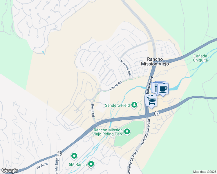 map of restaurants, bars, coffee shops, grocery stores, and more near 67 Galan Street in San Juan Capistrano