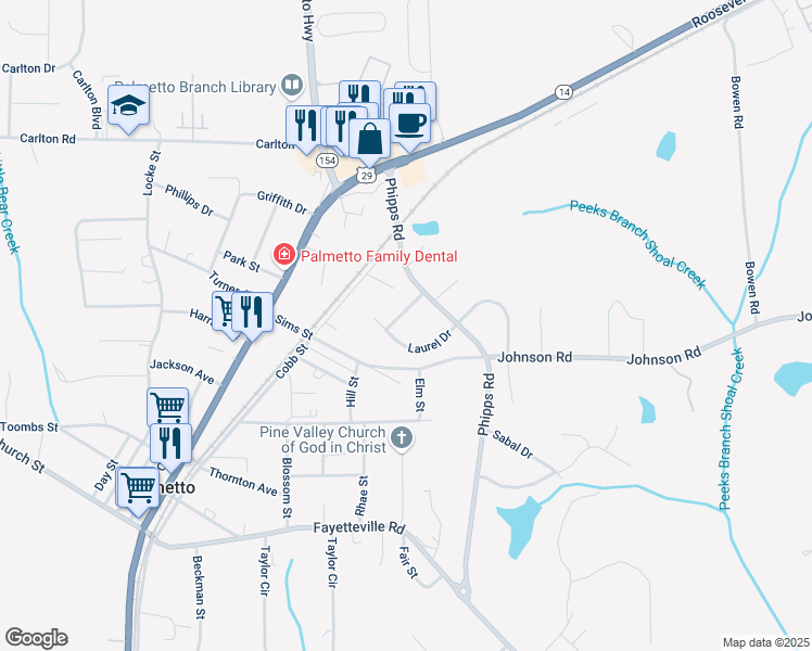 map of restaurants, bars, coffee shops, grocery stores, and more near 330 Tiffany Lane in Palmetto