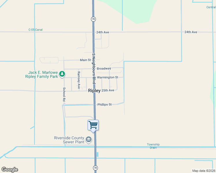 map of restaurants, bars, coffee shops, grocery stores, and more near 24981 Lindsay Avenue in Ripley