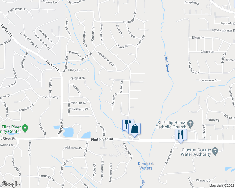 map of restaurants, bars, coffee shops, grocery stores, and more near 8460 Pineland Drive in Jonesboro