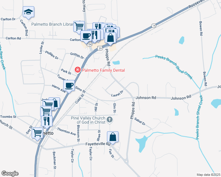 map of restaurants, bars, coffee shops, grocery stores, and more near 330 Tiffany Lane in Palmetto