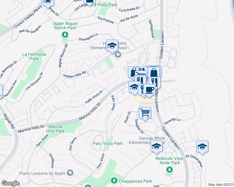 map of restaurants, bars, coffee shops, grocery stores, and more near 90 Chandon in Laguna Niguel