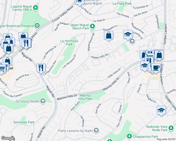 map of restaurants, bars, coffee shops, grocery stores, and more near 24741 Stratton Lane in Laguna Niguel