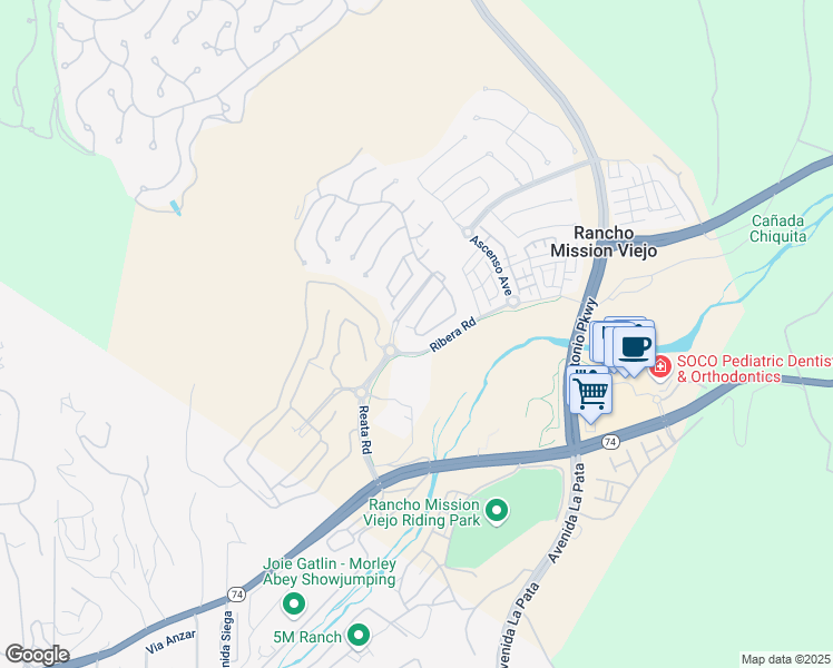 map of restaurants, bars, coffee shops, grocery stores, and more near 67 Galan Street in San Juan Capistrano