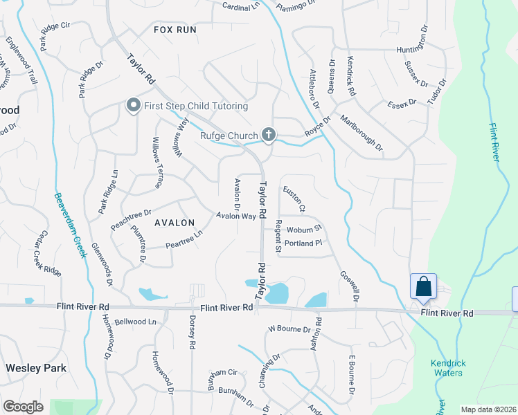 map of restaurants, bars, coffee shops, grocery stores, and more near 8479 Taylor Road in Riverdale