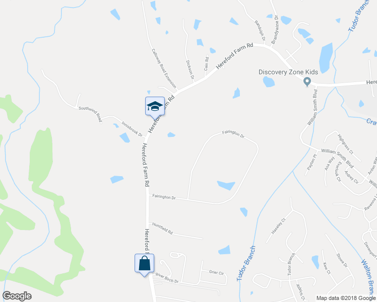 map of restaurants, bars, coffee shops, grocery stores, and more near 5074 Fairington Drive in Evans