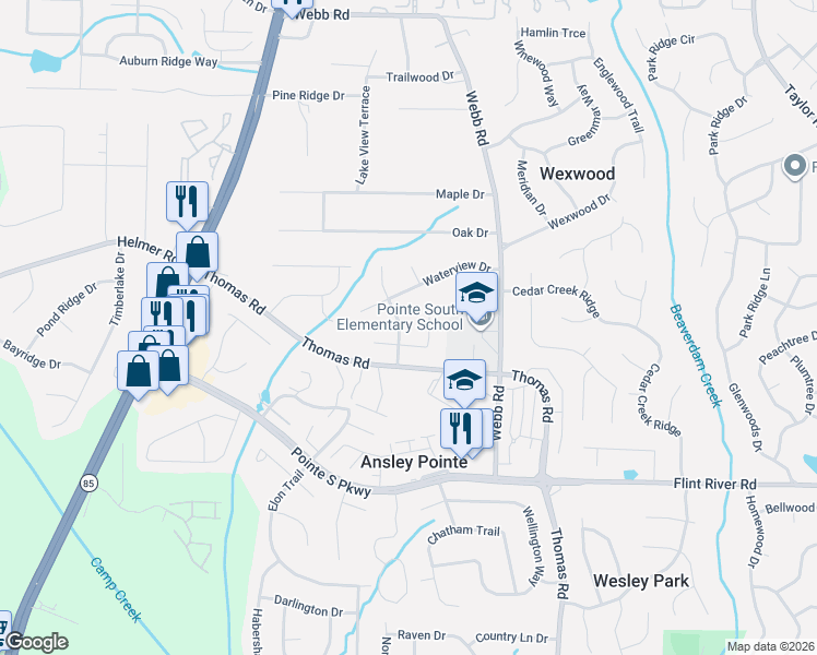map of restaurants, bars, coffee shops, grocery stores, and more near 8496 N Pond Dr in Riverdale