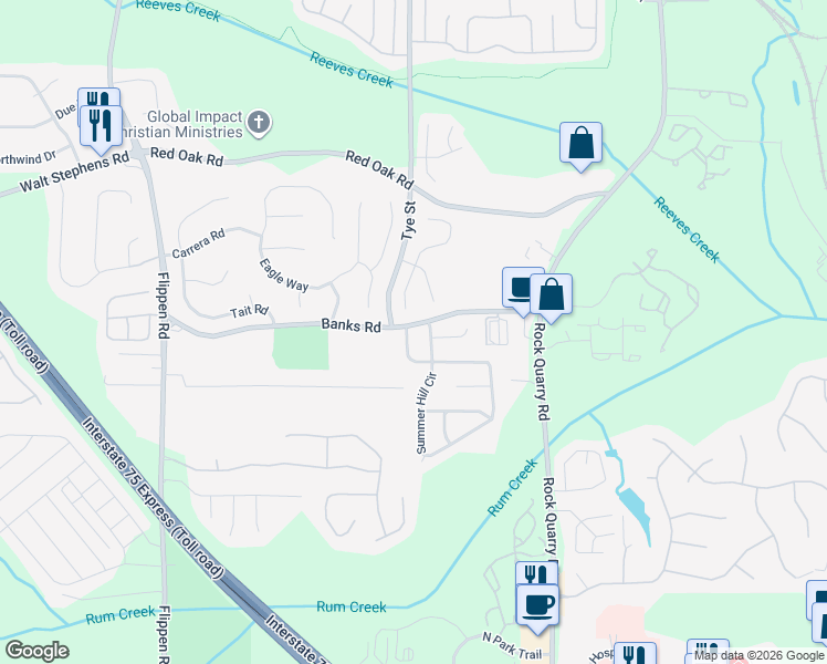 map of restaurants, bars, coffee shops, grocery stores, and more near 9 Cheyenne Drive in Stockbridge