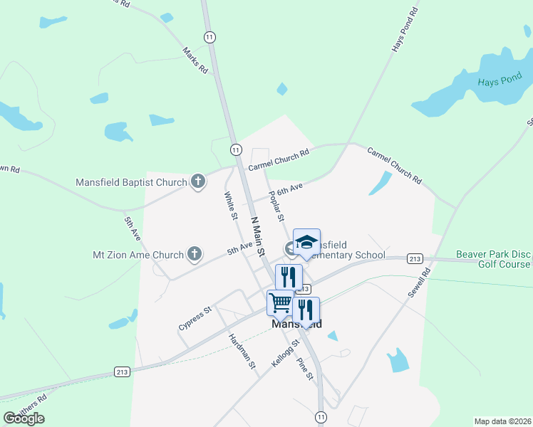map of restaurants, bars, coffee shops, grocery stores, and more near 2901 State Highway 11 in Mansfield