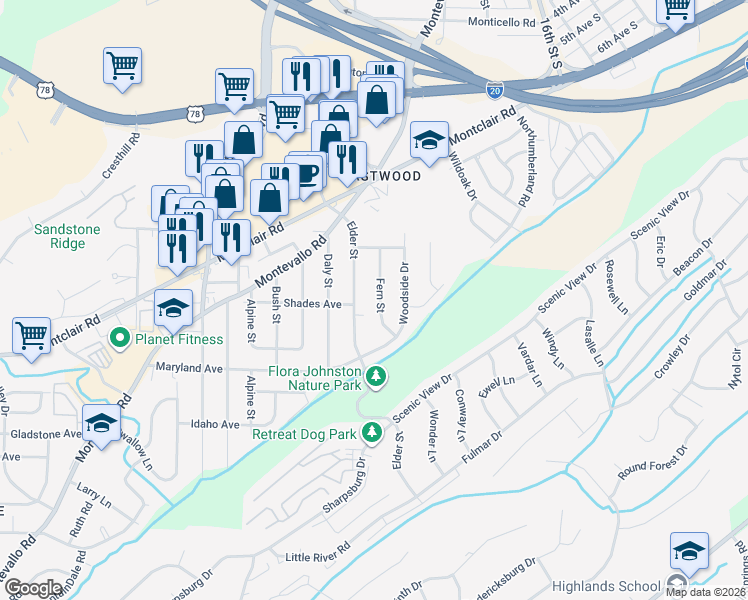 map of restaurants, bars, coffee shops, grocery stores, and more near 160 Fern Street in Irondale