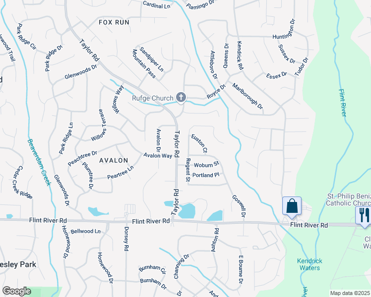 map of restaurants, bars, coffee shops, grocery stores, and more near 8455 Regent St in Jonesboro