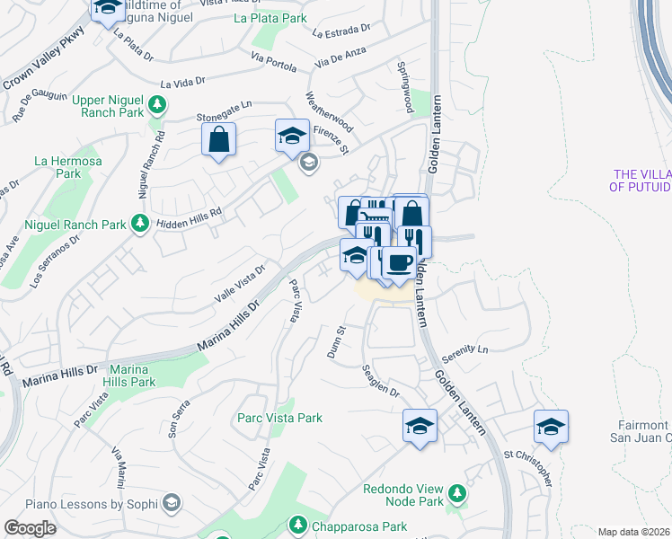 map of restaurants, bars, coffee shops, grocery stores, and more near 90 Chandon in Laguna Niguel