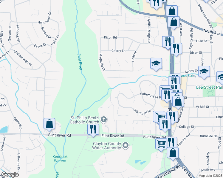 map of restaurants, bars, coffee shops, grocery stores, and more near 8500 Kaden Drive in Jonesboro