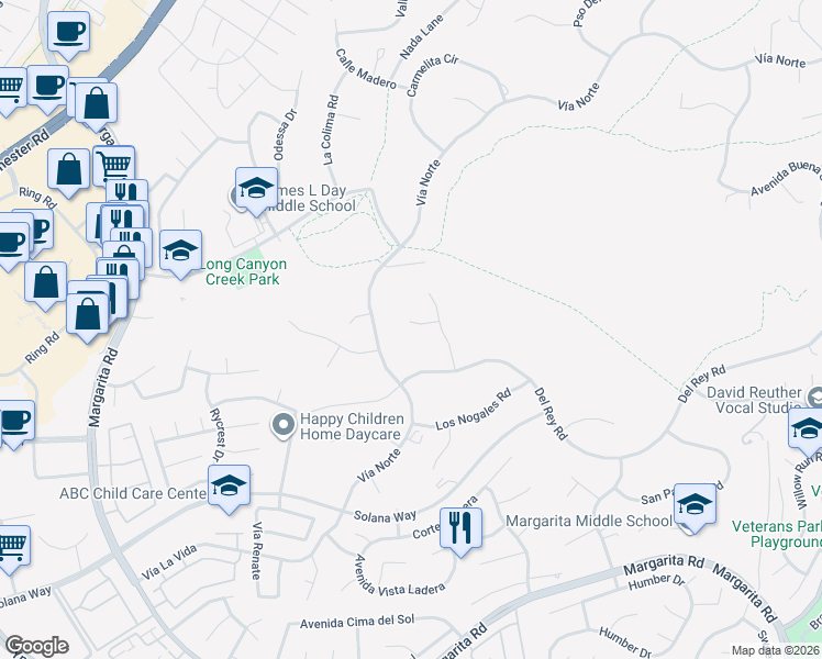map of restaurants, bars, coffee shops, grocery stores, and more near 29845 Puesta Del Sol in Temecula