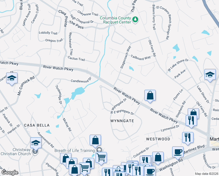 map of restaurants, bars, coffee shops, grocery stores, and more near 3857 Boulder Creek Road in Martinez