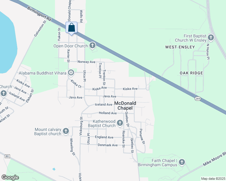 map of restaurants, bars, coffee shops, grocery stores, and more near 1016 Salem Street in Birmingham