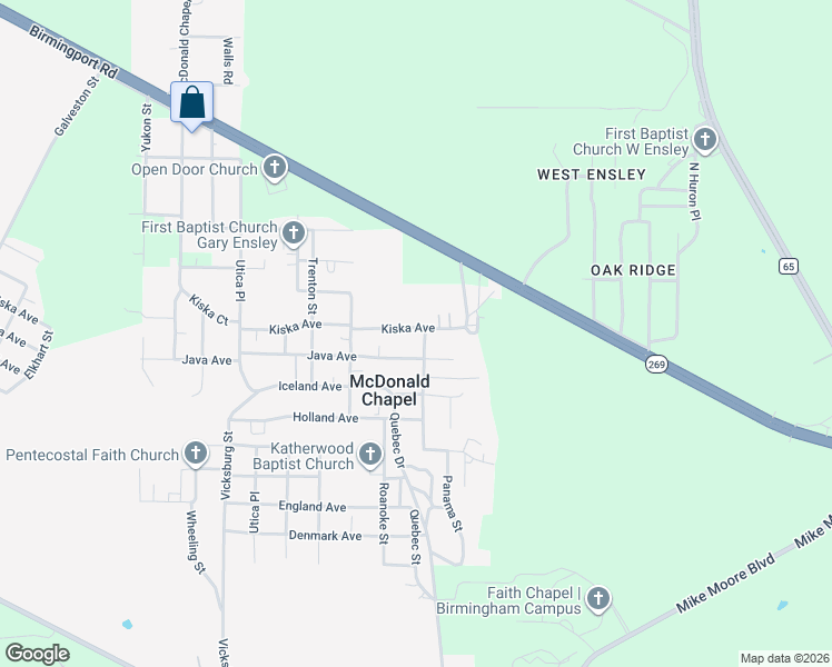 map of restaurants, bars, coffee shops, grocery stores, and more near 5305 Kiska Avenue in Birmingham