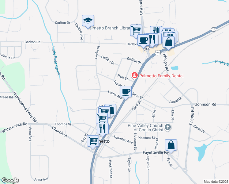 map of restaurants, bars, coffee shops, grocery stores, and more near 509 Harris Avenue in Palmetto