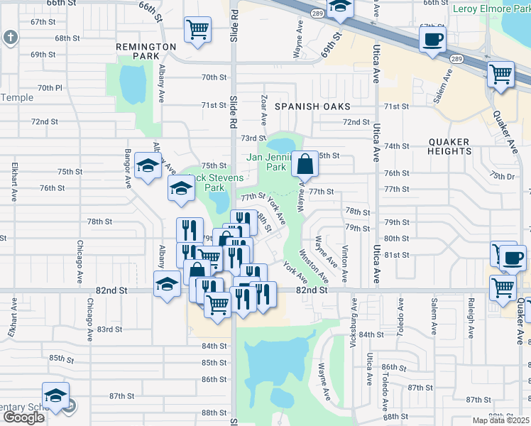 map of restaurants, bars, coffee shops, grocery stores, and more near 7803 Zoar Avenue in Lubbock