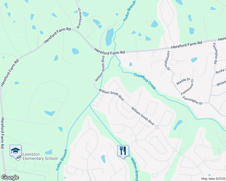 map of restaurants, bars, coffee shops, grocery stores, and more near 100 Highgrass Trail in Evans