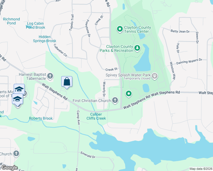 map of restaurants, bars, coffee shops, grocery stores, and more near 8456 Waverly Drive in Jonesboro