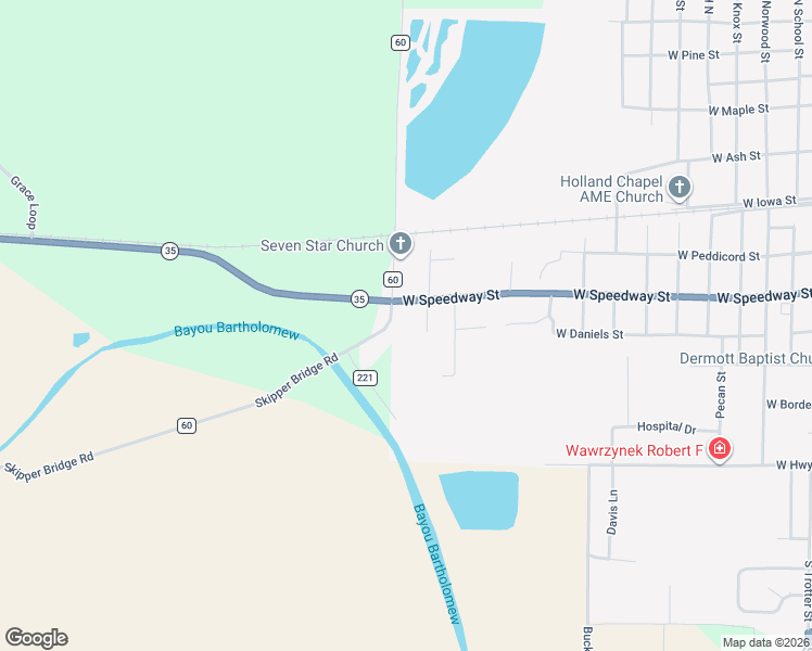 map of restaurants, bars, coffee shops, grocery stores, and more near 927 Skipper Bridge Road in Dermott