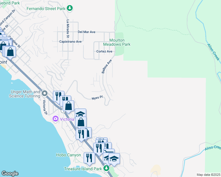 map of restaurants, bars, coffee shops, grocery stores, and more near 631 Loretta Drive in Laguna Beach