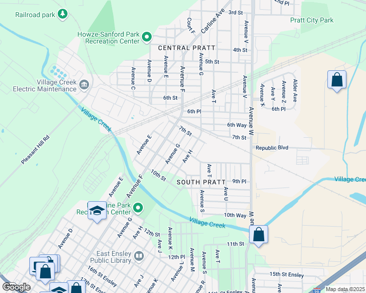 map of restaurants, bars, coffee shops, grocery stores, and more near 724 Avenue H in Birmingham