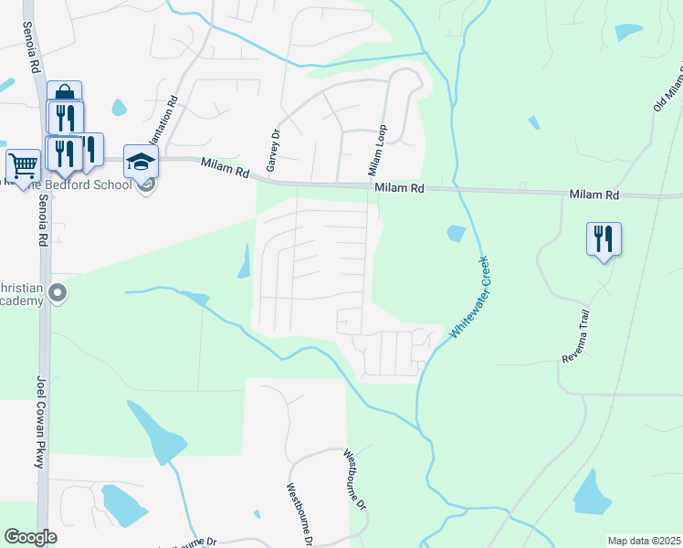 map of restaurants, bars, coffee shops, grocery stores, and more near 199 South Ridge Road in Fayetteville