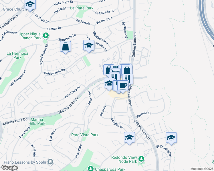 map of restaurants, bars, coffee shops, grocery stores, and more near 172 Chandon in Laguna Niguel