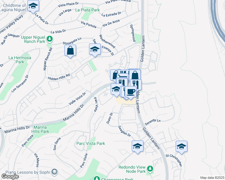 map of restaurants, bars, coffee shops, grocery stores, and more near 110 Chandon in Laguna Niguel