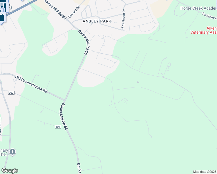 map of restaurants, bars, coffee shops, grocery stores, and more near 292 Hopeland Farm Drive in Aiken