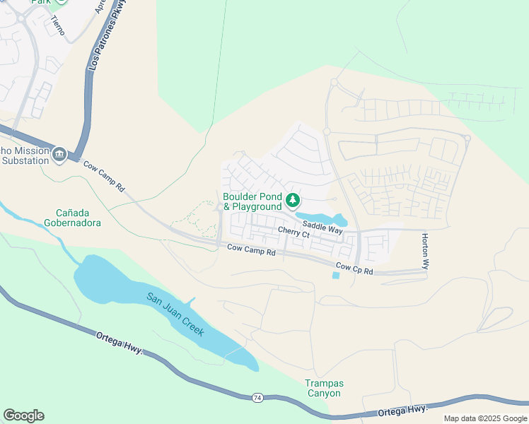 map of restaurants, bars, coffee shops, grocery stores, and more near 2261 Horseback Road in Ladera Ranch