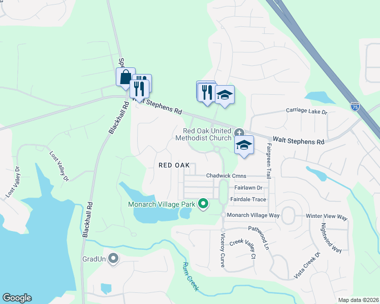 map of restaurants, bars, coffee shops, grocery stores, and more near 506 Anglewood Trace in Stockbridge