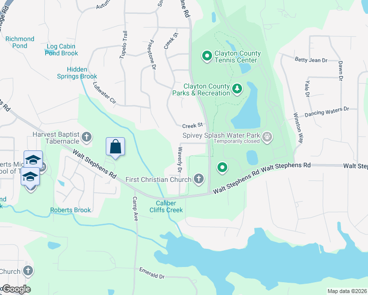 map of restaurants, bars, coffee shops, grocery stores, and more near 8456 Waverly Drive in Jonesboro