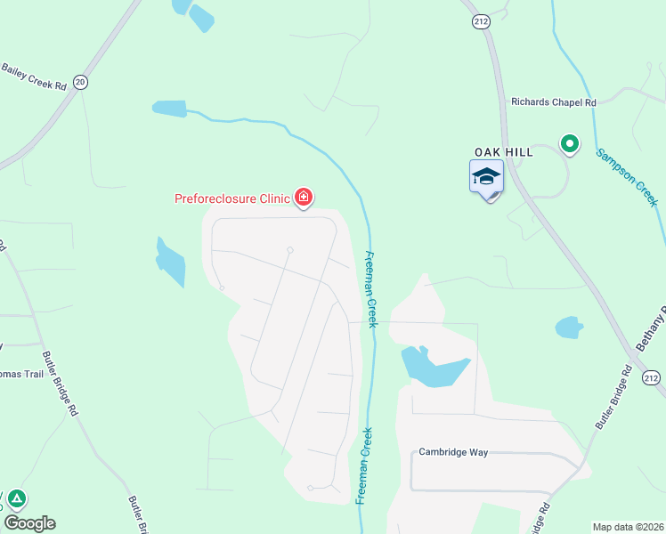 map of restaurants, bars, coffee shops, grocery stores, and more near 655 Freeman Drive in Covington