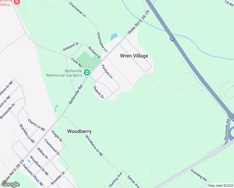 map of restaurants, bars, coffee shops, grocery stores, and more near 392 Fanfare Lane in Orangeburg
