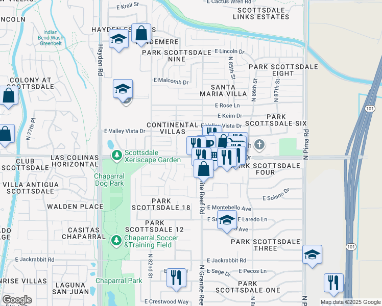 map of restaurants, bars, coffee shops, grocery stores, and more near 8331 East McDonald Drive in Scottsdale