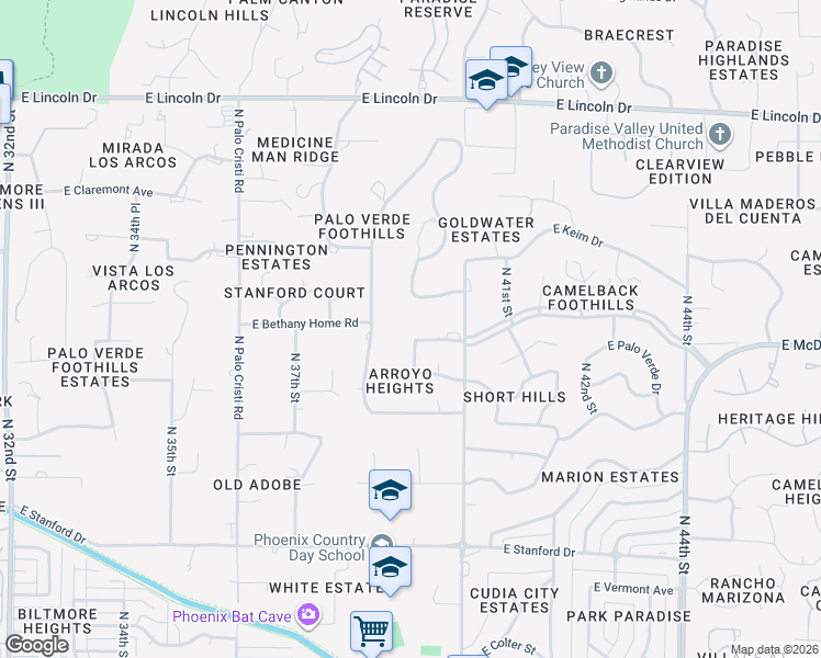map of restaurants, bars, coffee shops, grocery stores, and more near 3951 East Paradise View Drive in Paradise Valley