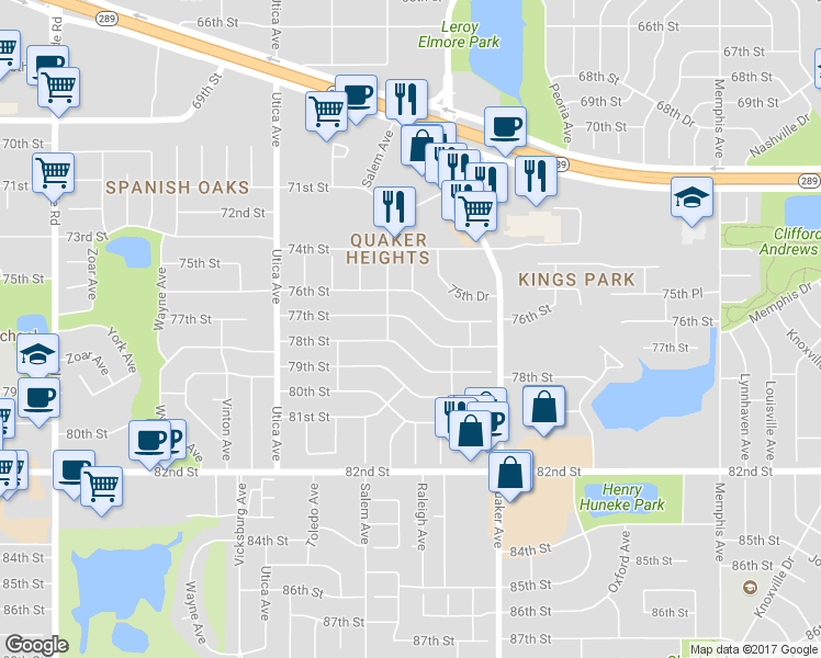 map of restaurants, bars, coffee shops, grocery stores, and more near 4434 77th Street in Lubbock
