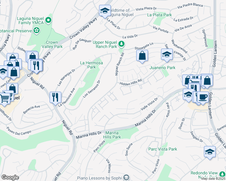 map of restaurants, bars, coffee shops, grocery stores, and more near 24661 Stratton Lane in Laguna Niguel