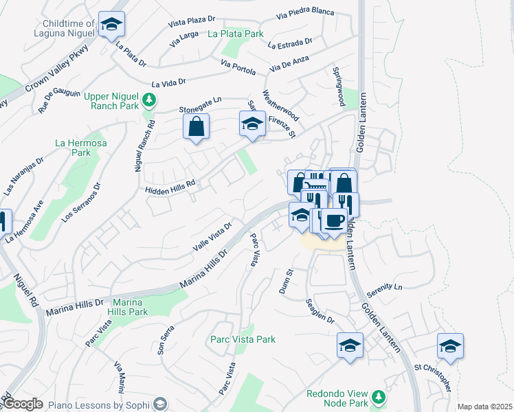 map of restaurants, bars, coffee shops, grocery stores, and more near 26 Mercato in Laguna Niguel