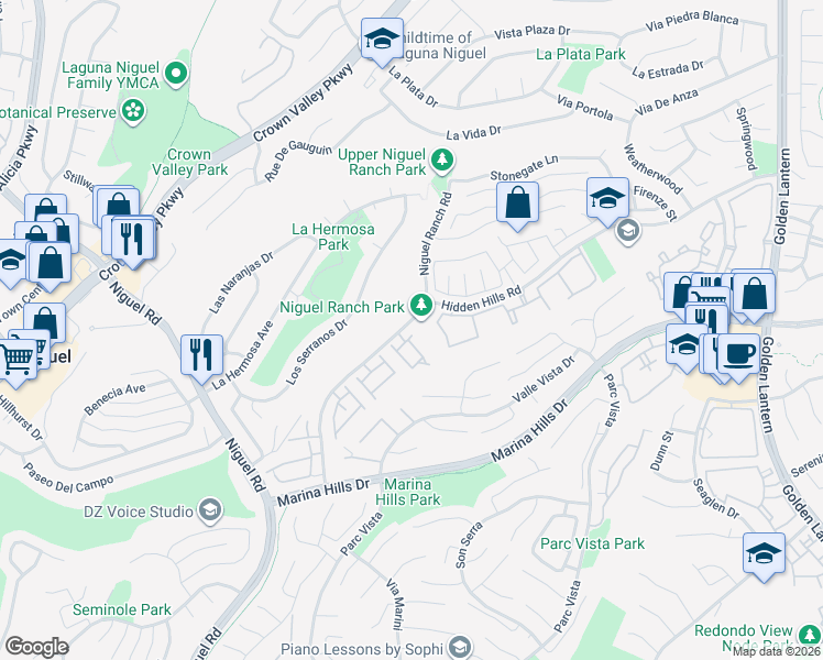 map of restaurants, bars, coffee shops, grocery stores, and more near 24661 Stratton Lane in Laguna Niguel